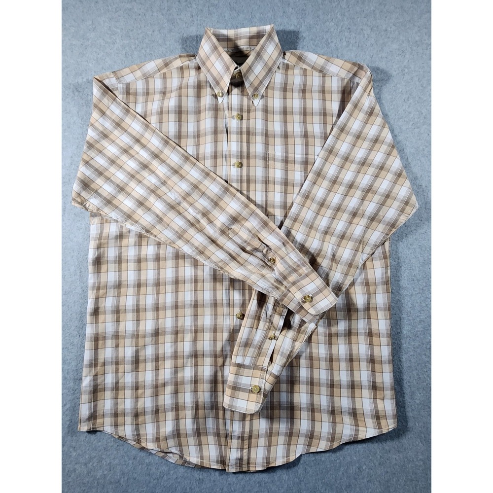 Wrangler Men's Western Dress Shirt, Size M, Tan Plaid, Button Down, Long Sleeve - Picture 1 of 6